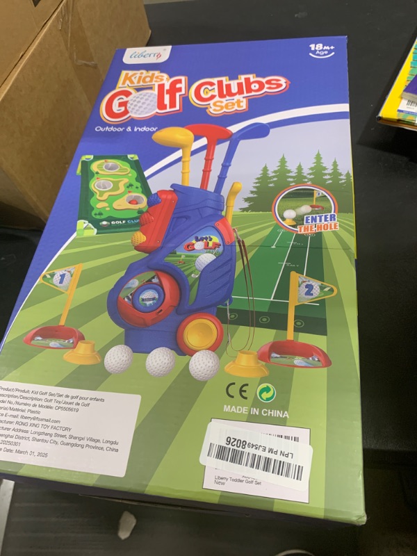 Photo 1 of Liberry Toddler Golf Set for 2 3 4 5 Years Old Boys Girls, Upgraded Kids Golf Cart with Golf Cornhole Board & Putting Mat, Indoor and Outdoor Golf Toys Birthday Gift