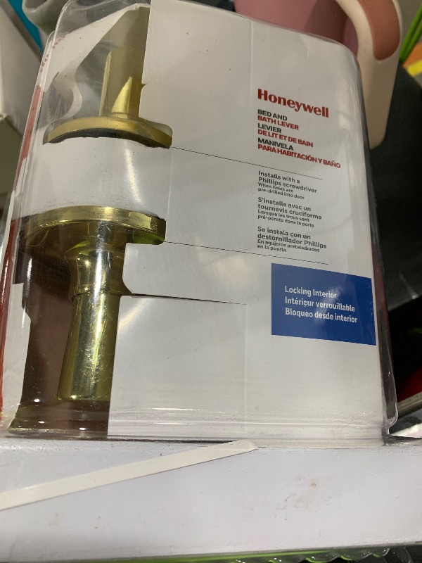 Photo 1 of Honeywell Safes & Door Locks 8106002 Wave Privacy Door Lever, Polished Brass