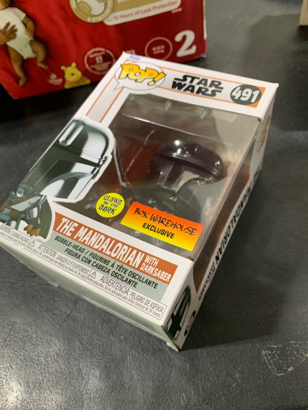 Photo 1 of POP Funko Star Wars Mandalorian with Darksaber (Chrome & Glow in The Dark), Exclusive