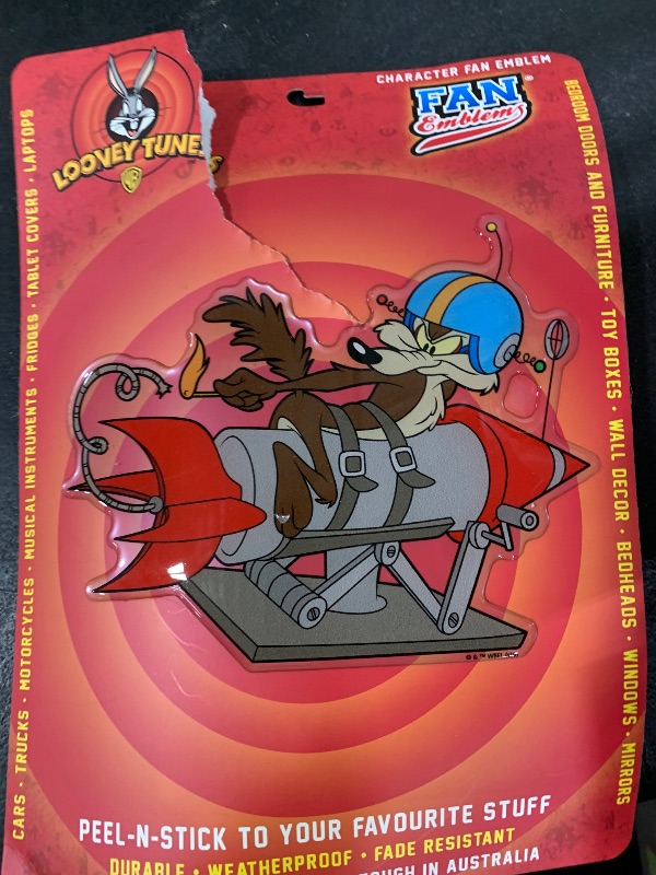 Photo 1 of Fan Emblems Rocket Wile E. Coyote Car Decal, Classic Looney Tunes Character (Automotive Domed, Transparent, 5.63 x 6.34 x 0.10 inches)