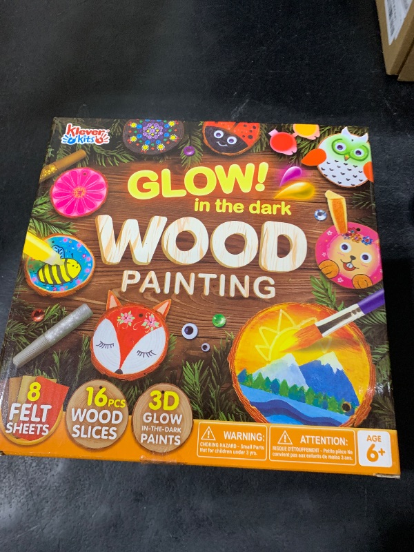 Photo 1 of Klever Kits Wooden Painting Craft Kit-Glow in The Dark- Arts and Crafts for Kids Ages 6-12 Wood Slices with Art Activitiy Supplies, Wood Crafts for Boys Girls Party Gift Easter Painting