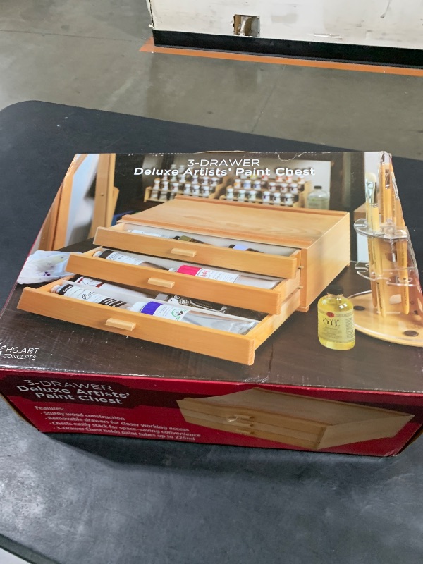 Photo 1 of HG Art Concepts Artists Storage Chests - Premium Studio Organizer for Paint Tubes, Brushes, Pencils, Markers, & More! - Deluxe 3 Drawer