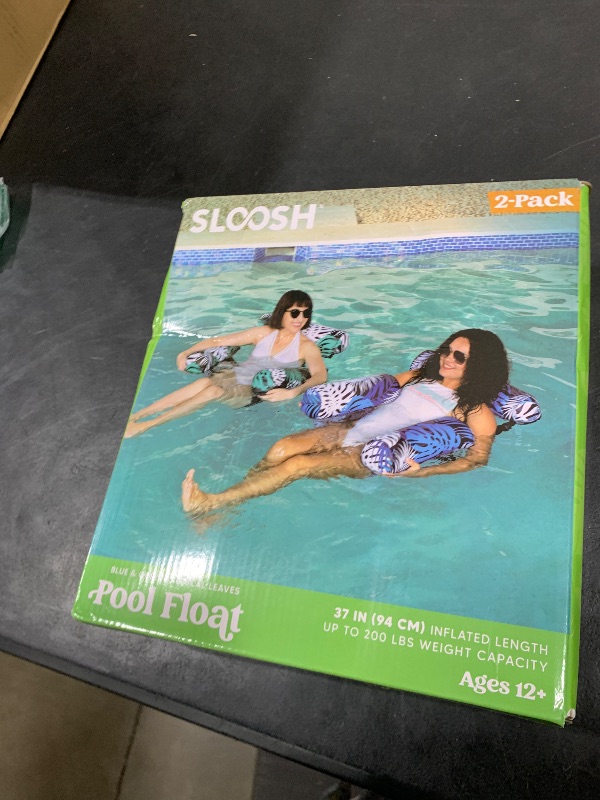 Photo 1 of Sloosh Pool Floats Adult, 2 Packs Inflatable Pool Lounge Chairs,Blow up Hammock Pool Noodles Floats for Adults,Floating Water Chair for Pool Party Lake River Water Fun(Tropical Leaves-Green,Blue)