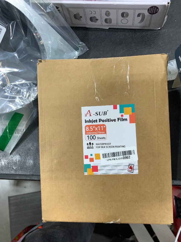 Photo 1 of A-SUB 8.5x11 Inch Waterproof Inkjet Transparency Film for Silk Screen Printing 100 Sheets