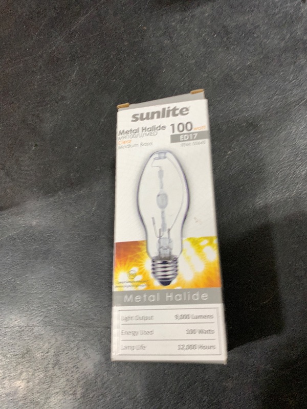 Photo 1 of Sunlite 03645-SU MH100/U/MED M90 Metal Halide Lamp, 100 Watts, Pulse Start, Medium Base (E26), ED17, 12,000 Hours Life, 9000 Lumen, Clear Finish, 4000K