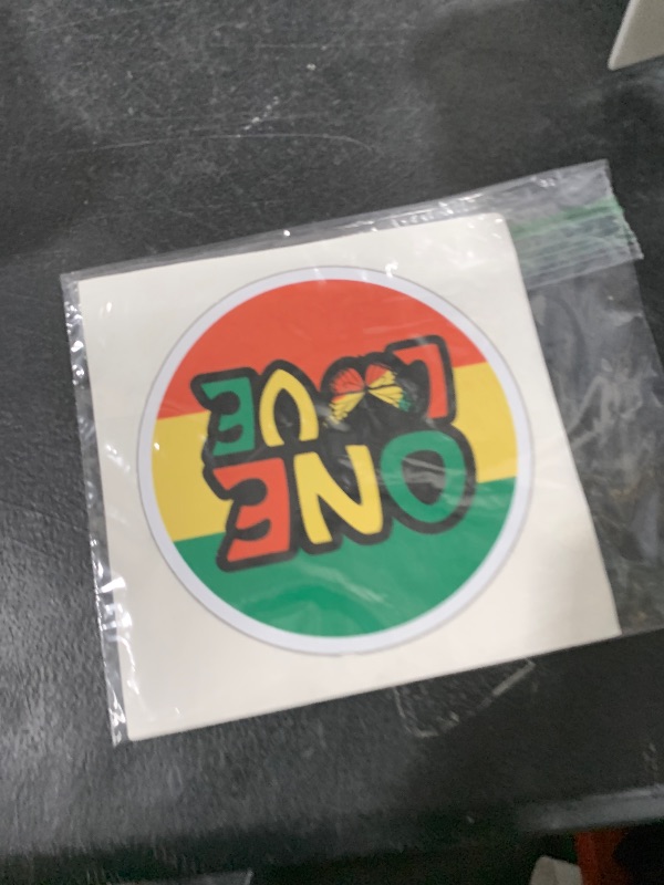 Photo 1 of Orange Marchande One Love Jamaica Stickers Size 4" Inch Reggae Rasta Marley Stickers Waterproof UV Resistant. Used for Cars, Laptop and Water Bottle.