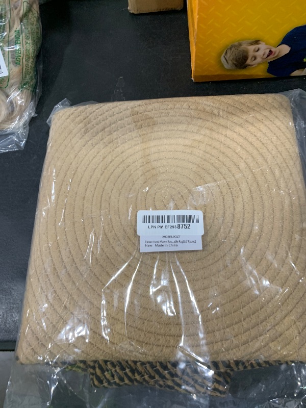 Photo 1 of Poowe Hand Woven Round Area Rugs Living Room Bedroom Study Computer Chair Cushion Base Mat Round Carpet Lifts Basket Swivel Chair Pad Coffee Table Rug(2.6' Round)