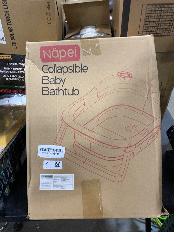 Photo 1 of napei Collapsible Baby Bathtub,Baby Bath Tub with Soft Cushion & Thermometer,Baby Bathtub Newborn to Toddler 0-36 Months,Portable Travel Baby Tub