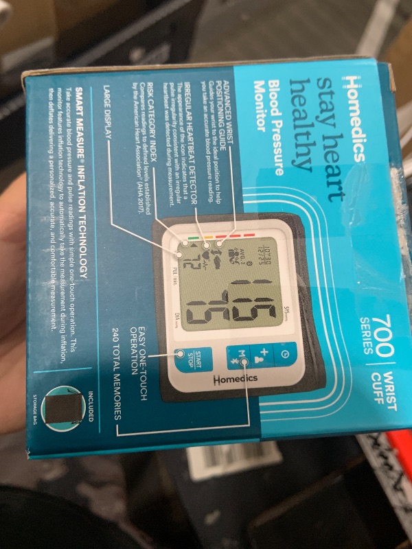 Photo 1 of Homedics 700 Series Wrist Cuff Blood Pressure Monitor for Home Use, One-Touch Operation, Accurate Results, 2 Users, with Bluetooth Wireless Technology to The Homedics Health App (Smart)