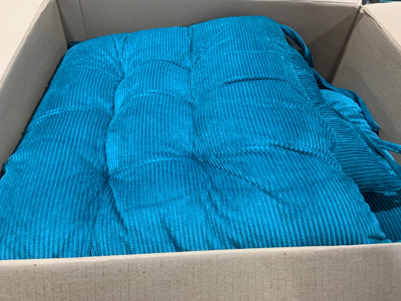 Photo 1 of Makimoo Outdoor Patio Cushion, Rocking Chair Cushion, Tufted Pads, Set of Upper and Lower with Ties Pack of 2 (2 Sets) - Back 20"×17", Seat 17"×17" (Blue)