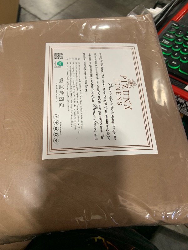 Photo 1 of Pizuna Pure 100% Cotton Bed Sheets Set King Size Woody Brown, Luxurious 400 Thread Count Long Staple Cotton Sateen Sheets with 15" Deep 2 Extra Pillowcase (Combed Cotton Bed Sheet Set)