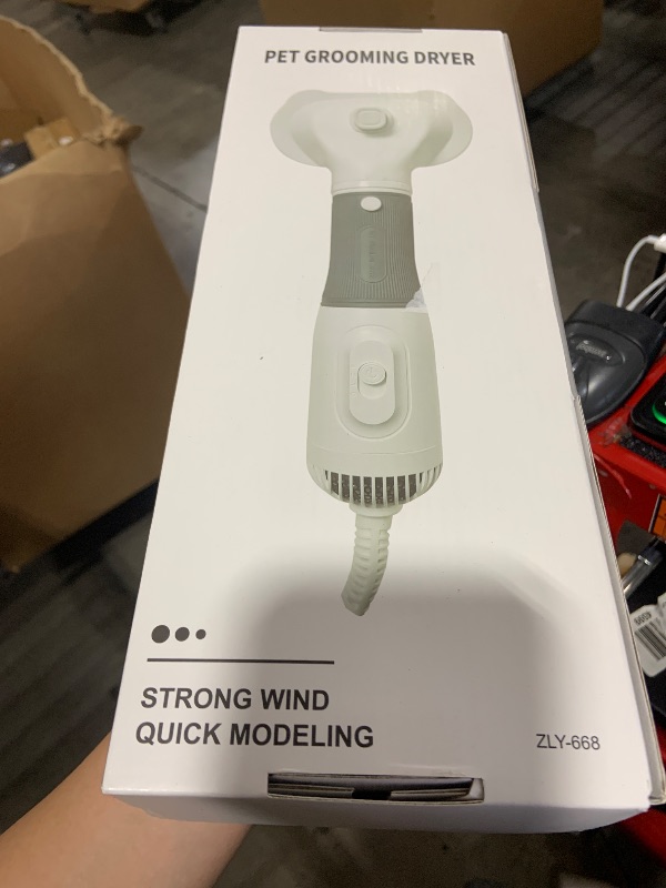 Photo 1 of RAIWAV 3-in-1 Dog Hair Dryer with Slicker Brush for Small & Medium-Sized Dogs & Cats, Portable, Rechargeable, White