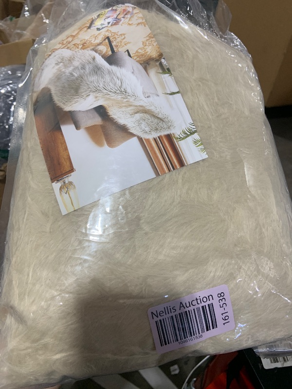 Photo 1 of EasyJoy Ultra Soft Fluffy/Fuzzy Shaggy Area Rug Faux Fur Chair Cover Seat Pad for Bedroom Floor Sofa Living Room (2 x 6 ft Sheepskin, Beige)