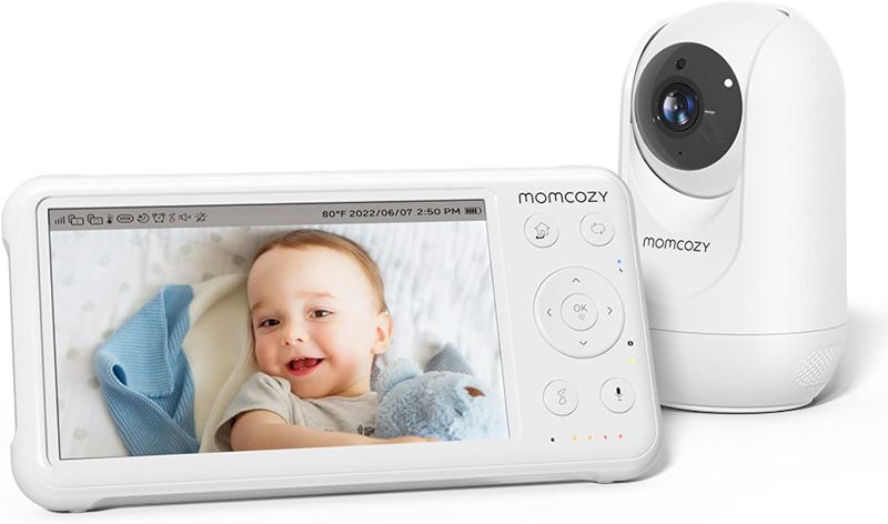 Photo 1 of Momcozy Video Baby Monitor, 1080P 5" HD Baby Monitor with Camera & Wall Mount, Infrared Night Vision, 5000mAh Battery, 2-Way Audio, Temperature Sensor, Lullabies, 960ft Range, Ideal for New Moms, BM01
