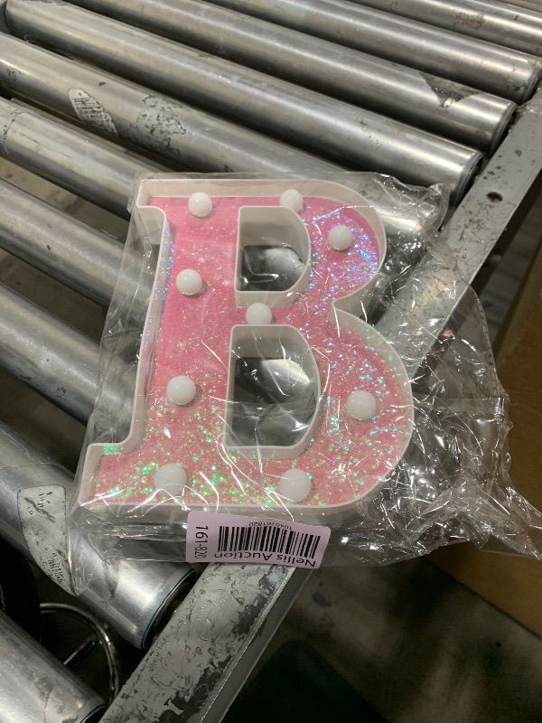 Photo 1 of LED Letter Lights Pink Glitter Marquee Letters Light Up Alphabet Letters Sign Battery Powered for Home Party Decoration Night Bar Wedding Birthday Christmas Lamp Girls Gift - Letter B