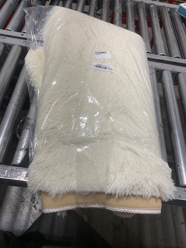 Photo 1 of KCHOWUA Cream White Fluffy Shag Rug for Bedroom,4'x6' Machine Washable Soft Shaggy Fuzzy Small Area Rugs for Living Room,Cute Furry Plush Kids Rugs Nursery Dorm Boys Girls Bed Room Carpets,Ivory