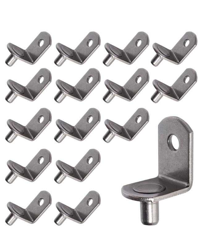 Photo 1 of 5mm Shelf Pegs L-Shaped Cabinet Support Pins Bracket Style Clips for Bookcase Kitchen Closet Shelves Holders,16 PCS Gun Metal