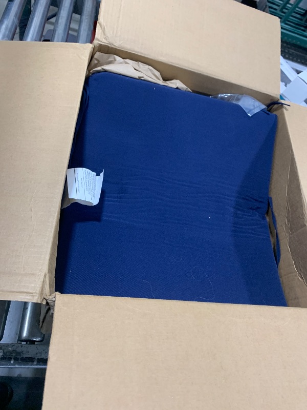 Photo 1 of Basic Beyond Outdoor Chair Cushions Set of 4, Square Corner Outdoor Cushions for Patio Furniture, Water Resistant Patio Chair Cushions with 2 Ties, 18.5x16x3, Navy