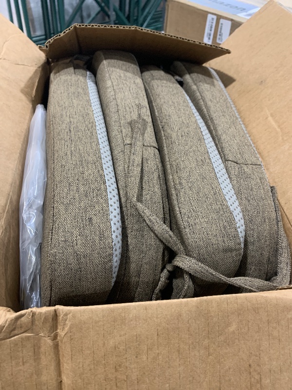 Photo 1 of AAAAAcessories D-Shaped Chair Cushions, 2" Thick Dining Chair Pads with Ties and Removable, Machine-Washable Cover, 17" x 16", Set of 4, Taupe