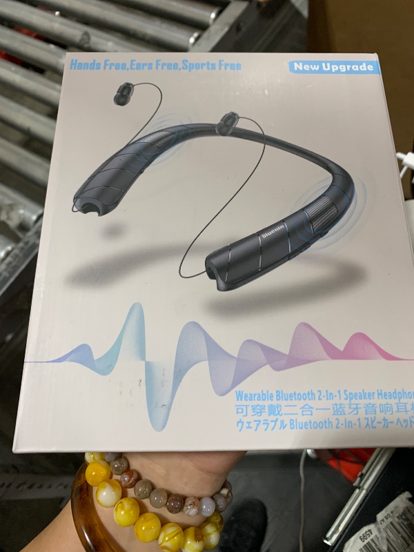 Photo 1 of Neckband Bluetooth Headphones Speaker 2-in-1?Wireless Wearable Speaker at lightest 99g weight with Retractable Earbuds, Portable Speakers and Headsets w/Bulit in Mic for Home, Office and Outdoors