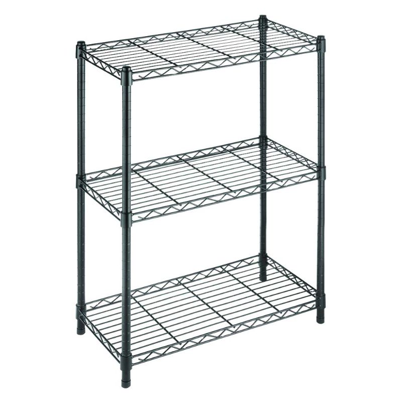 Photo 1 of 3-Tier Steel Wire Shelving Unit in Black (24 in. W X 30 in. H X 14 in. D)