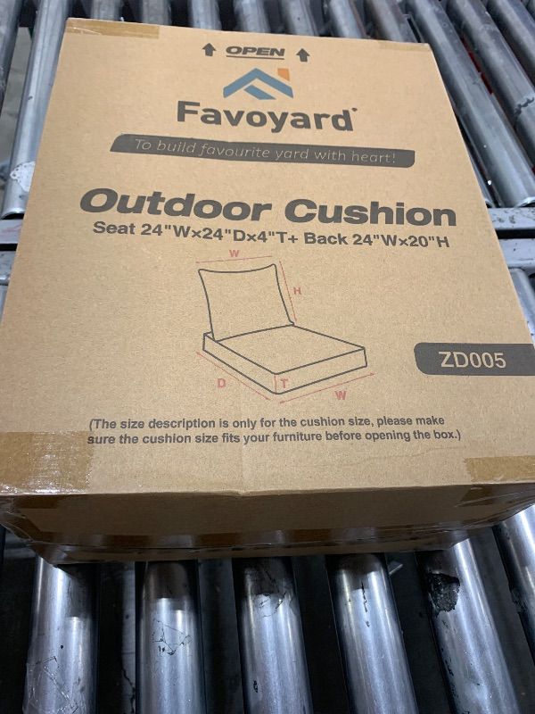 Photo 1 of Favoyard Outdoor Seat Cushion Set 22 x 24 Inch Waterproof & Fade Resistant Patio Furniture Cushions with Removable Cover Deep Seat & Back Cushion with Handle and Adjustable Straps for Chair Sofa Couch