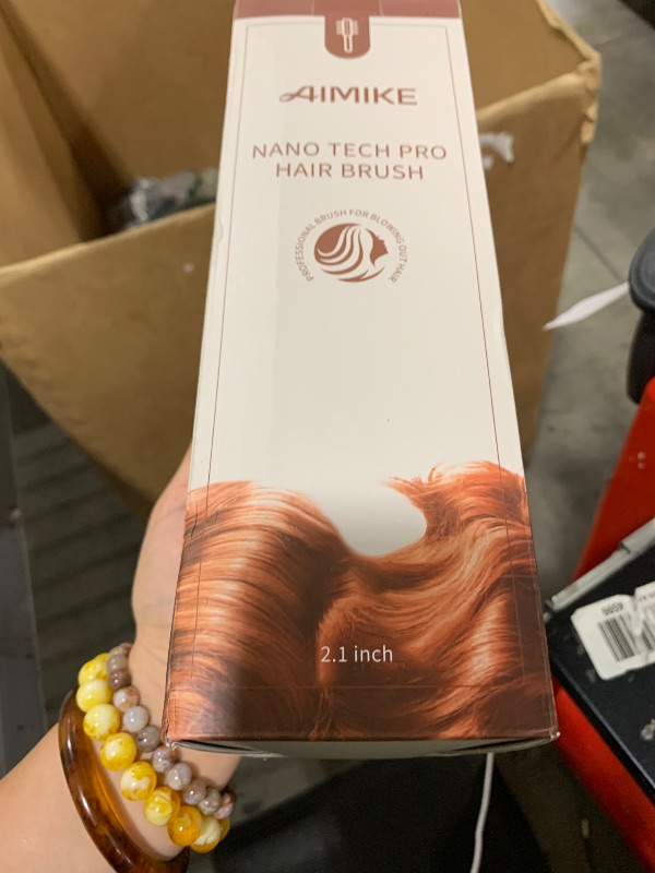 Photo 1 of AIMIKE Round Hair Brush, Nano Thermal Ceramic & Ionic Tech, 2.1 Inch Barrel with Boar Bristles for Enhanced Texture, Golden, Hair Drying, Styling, Curling and Shine + 4 Free Clips