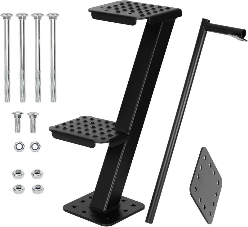 Photo 1 of Heavy-Duty Boat Trailer Steps with Handle, Non-Slip Surface Fits for Trailers Tongue Step, 2 Steps