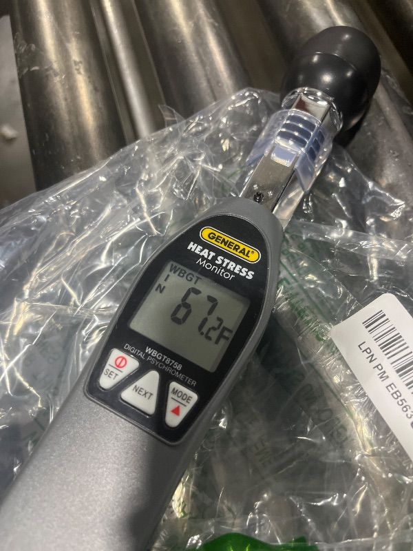Photo 1 of General Tools Hand-held Heat Stress Monitor #WBGT8758, 32° to 122° F, 0 to 100% RH, 35 x 40 mm Brass Black Ball