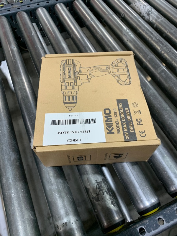 Photo 1 of KIMO 20V Cordless Drill Set with 2 Packs 2.0Ah Battery, Max 350 In-lb Torque, 1350 RPM, 3/8" Keyless Chuck, 18+2 Clutch Setting, 18pcs Accessories, Power Drill for Drilling Wood Bricks Walls Metal