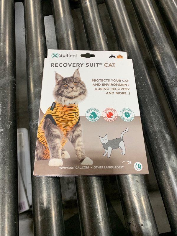 Photo 1 of Suitical Recovery Suit for Cats - Comfortable Post-Surgery Suit for Spay, Neuter, Skin Issues, or Incontinence - Breathable Cone Alternative - 2XS Tiger Print - Neck to Base of Tail: 13.0 - 16.5 in