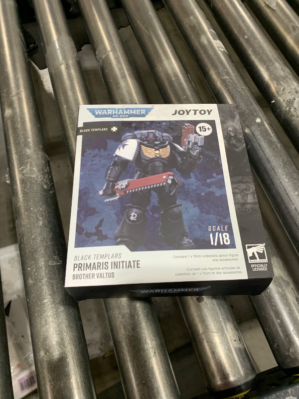 Photo 1 of JoyToy Warhammer 40K Genuine License 1:18 Action Figure, Space Marines Black Templars Outriders Brother Valtus, 4.96 inch Collectible Action Figures Sets