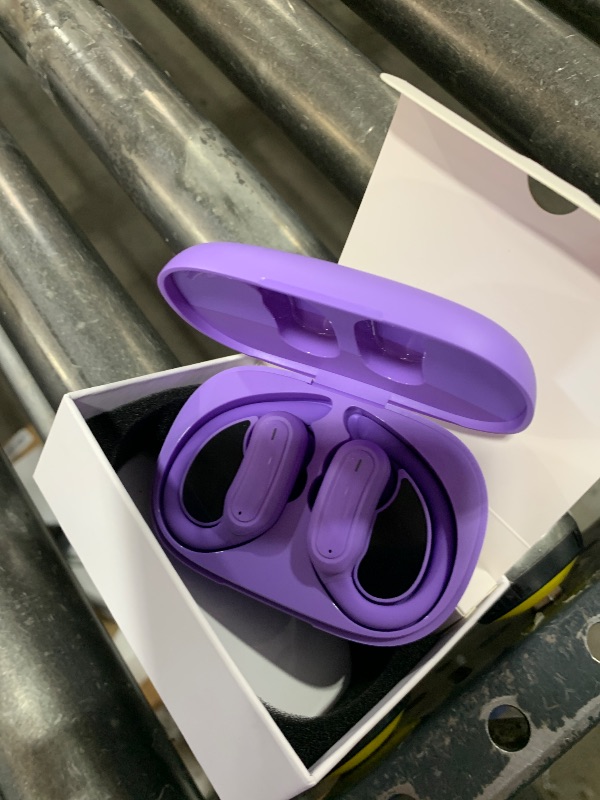 Photo 1 of TRAUSI Wireless Earbuds Bluetooth Headphones, Bluetooth 5.3 Stereo Over Ear Buds,Noise Cancelling Mic, IPX7 Waterproof Headset for Workout/Running - Purple