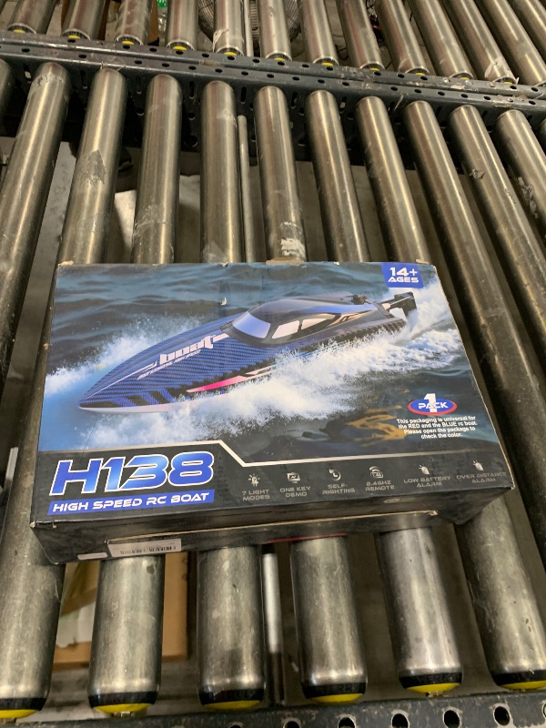 Photo 1 of 30KMH RC Remote Control Boat with 7 LED Light Modes Waterproof Electric Fast Speed Boat for Adults Kids 8-12 Lake Pool Water Play,Self-righting,Demo,Water Cooling,20Mins,Low Battery Alert,2.4Ghz,Blue