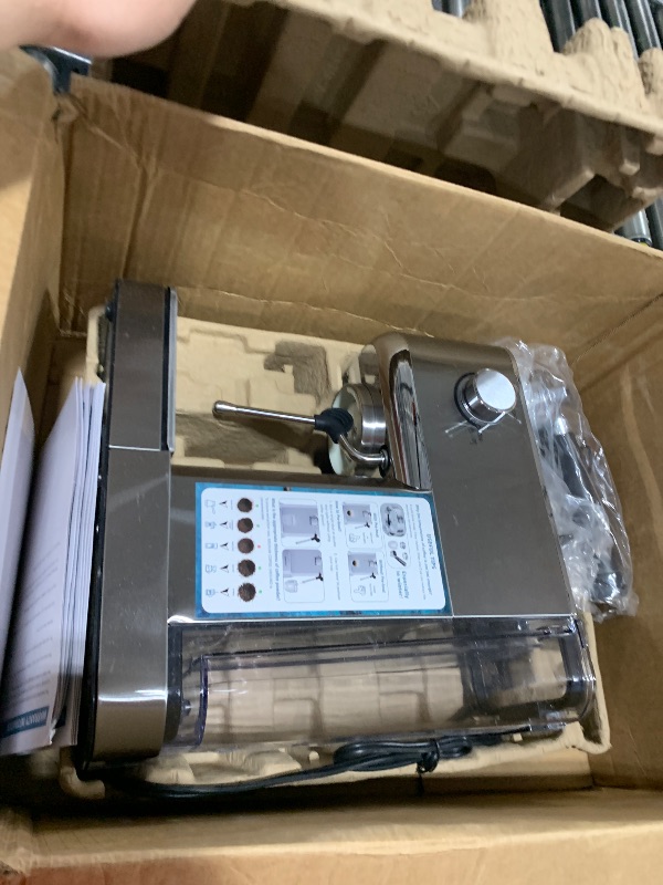 Photo 1 of SOWTECH Espresso Machine 20 Bar, Compact Espresso Maker with Milk Frother, Stainless Steel Coffee Machine with 42 oz Water Tank for Cappuccino, Latte&Cold Brew, Home&Office, Silver