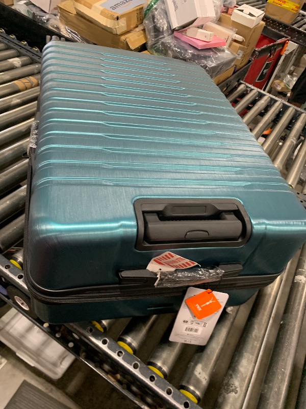 Photo 1 of U.S. Traveler Boren Polycarbonate Hardside Rugged Travel Suitcase Luggage with 8 Spinner Wheels, Aluminum Handle, Teal, Checked-Large 30-Inch