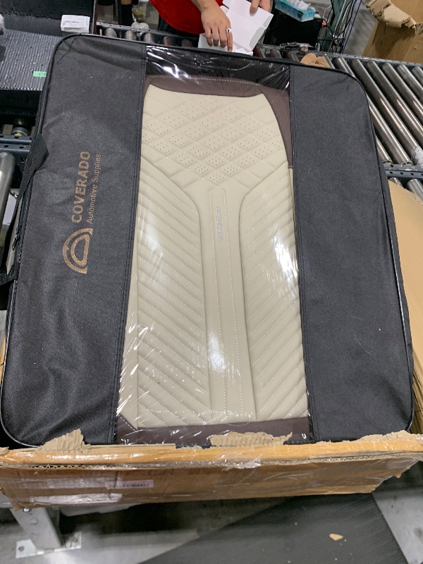 Photo 1 of Coverado Leather Car Seat Covers Full Set, 5 Seats Waterproof Seat Covers for Cars Front and Rear Seat Cushions Protectors Universal Fit Most Vehicles (Bronw&Beige)