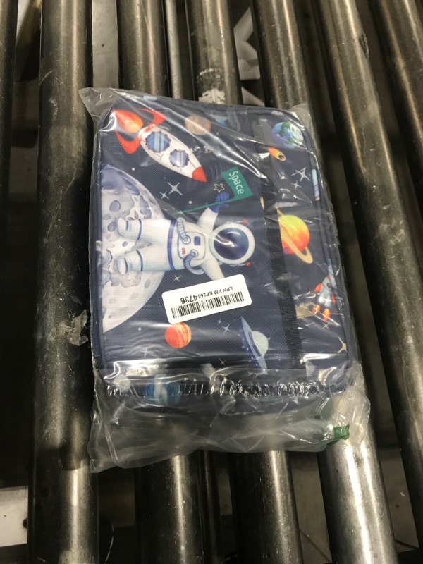 Photo 1 of Clastye Insulated School Planet Lunch Box for Boys Blue Space Astronaut Kid Lunch Bag for Outdoor Picnic Water-Resistant Lining Portable Lightweight Lunch Cooler Bag