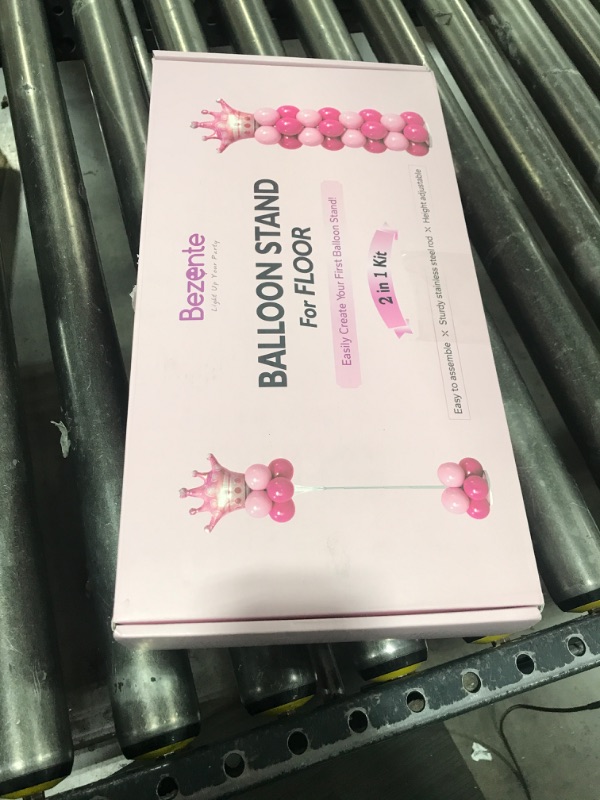 Photo 1 of Bezente Balloon Column Stand Set of 4, 9 Feet Adjustable Telescopic Balloon Stand Kit for Floor, Ballon Column Tower with Base and Pole, Metal Backdrop Stands for Baby Shower, Party Decorations

