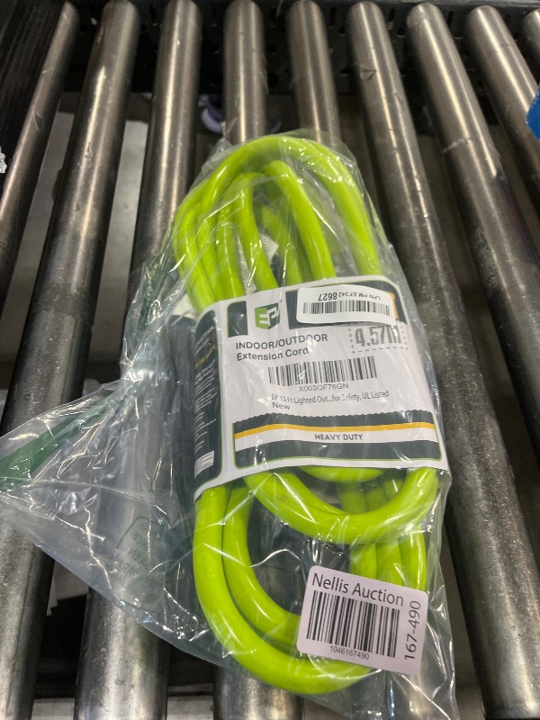 Photo 1 of EP 15 Ft Lighted Outdoor Extension Cord - 10/3 SJTW Heavy Duty Green Extension Cable with 3 Prong Grounded Plug for Safety, UL Listed