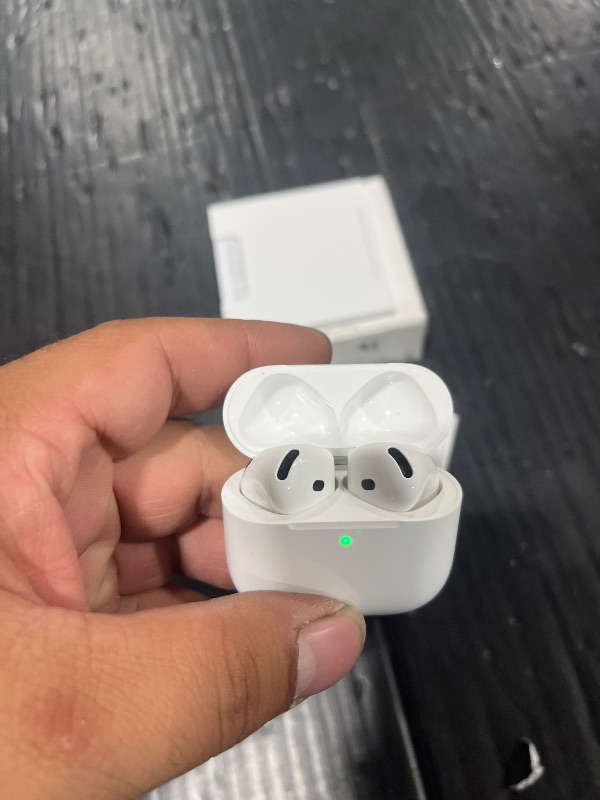 Photo 1 of Apple AirPods 4 Wireless Earbuds, Bluetooth Headphones, Personalized Spatial Audio, Sweat and Water Resistant, USB-C Charging Case, H2 Chip, Up to 30 Hours of Battery Life, Effortless Setup for iPhone