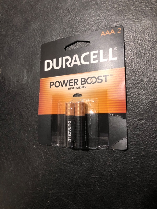 Photo 1 of Duracell Coppertop AAA Batteries with Power Boost Ingredients, 2 Count Pack Triple A Battery with Long-lasting Power, Alkaline AAA Battery for Household and Office Devices
