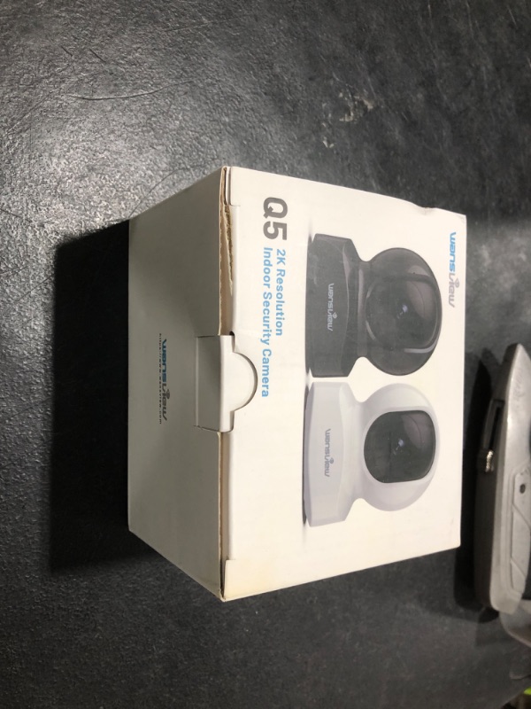 Photo 1 of Wansview Security Camera Indoor, 360 Degree WiFi Home Security Cameras for Pet/Dog/Nanny, 2 Way Audio Night Vision, Works with Alexa, with TF Card Slot and Cloud, 2.4Ghz, Q5 (Black, 3MP)