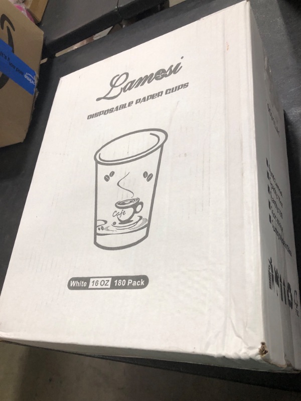 Photo 1 of Lamosi 180 Pack 16 OZ Coffee Cups, Disposable Paper Cups for Hot/Cold Beverage, Leak-Free Paper Coffee Cups no Lids for Cafe, Restaurant, Office and Home