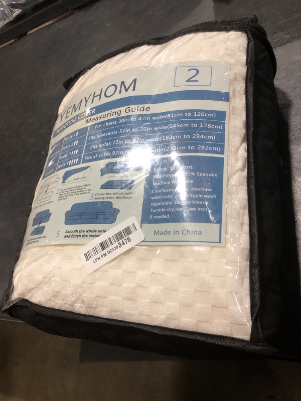 Photo 1 of YEMYHOM Latest Checkered 3 Pieces Couch Covers for 2 Cushion Couch High Stretch Sofa Cover with 2 Extra Large Seat Cushion Covers Anti Slip Elastic Slipcovers (XL Loveseat, White), 71"-91"(2 CUSHIONS)