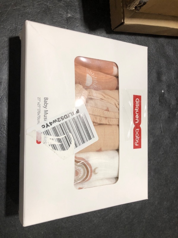 Photo 1 of GLLQUEN BABY Receiving Blanket Boy Cotton Muslin Swaddle Blankets Girl Newborn Squares Breathable & Soft Thin Baby Blankets Cloths Double Absorbent Infant Swaddling Wrap - 6 Pack (Sun)