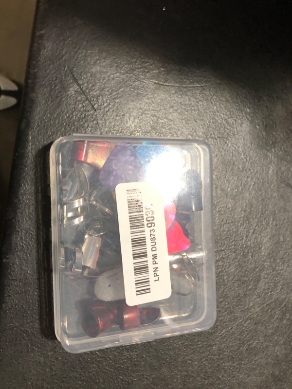 Photo 1 of 34 Pieces Guitar Accessory Kit Including 18 Finger Picks, 12 Guitar Picks and 4 Finger Protectors with Clear Storage Box