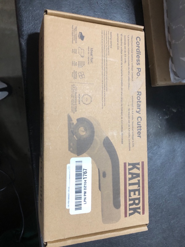 Photo 1 of Katerk Electric Cardboard Cutter 4.4V, Cordless Electric Scissor with 2pcs Self-Sharpening Blade USB Rechargeable Safety Lock, Power Rotary Box Cutter for Fabric, Carpet, Plastic