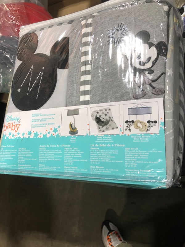Photo 1 of Lambs & Ivy Mickey Mouse 4Piece Crib Bedding Set, Gray