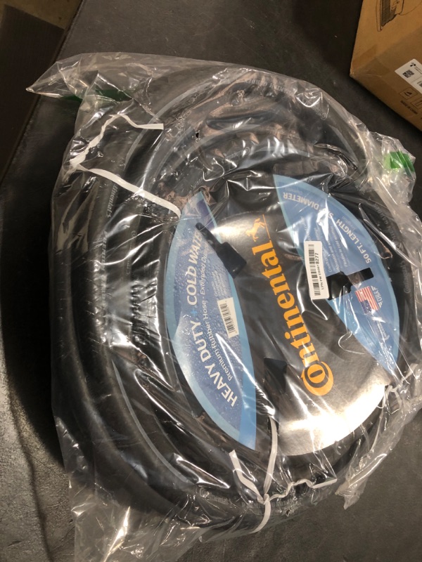 Photo 1 of Continental Premium Garden Black Heavy Duty Cold Water Garden Hose, 5/8in Inside Diameter x 50ft Length, Male x Female Garden Hose Thread